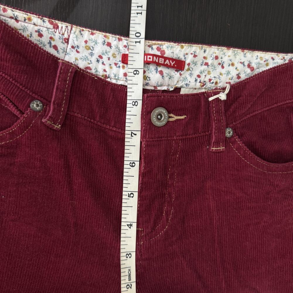 Union Bay Jeans Girls 12 Corduroy Bootcut Flare Red 27 Vintage Y2K Juniors NEW - Picture 9 of 11